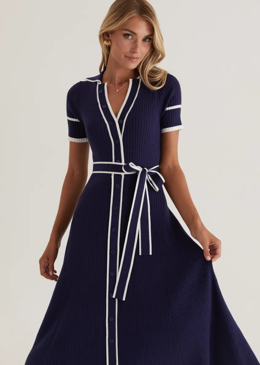 Jules Knit Midi Dress - Navy