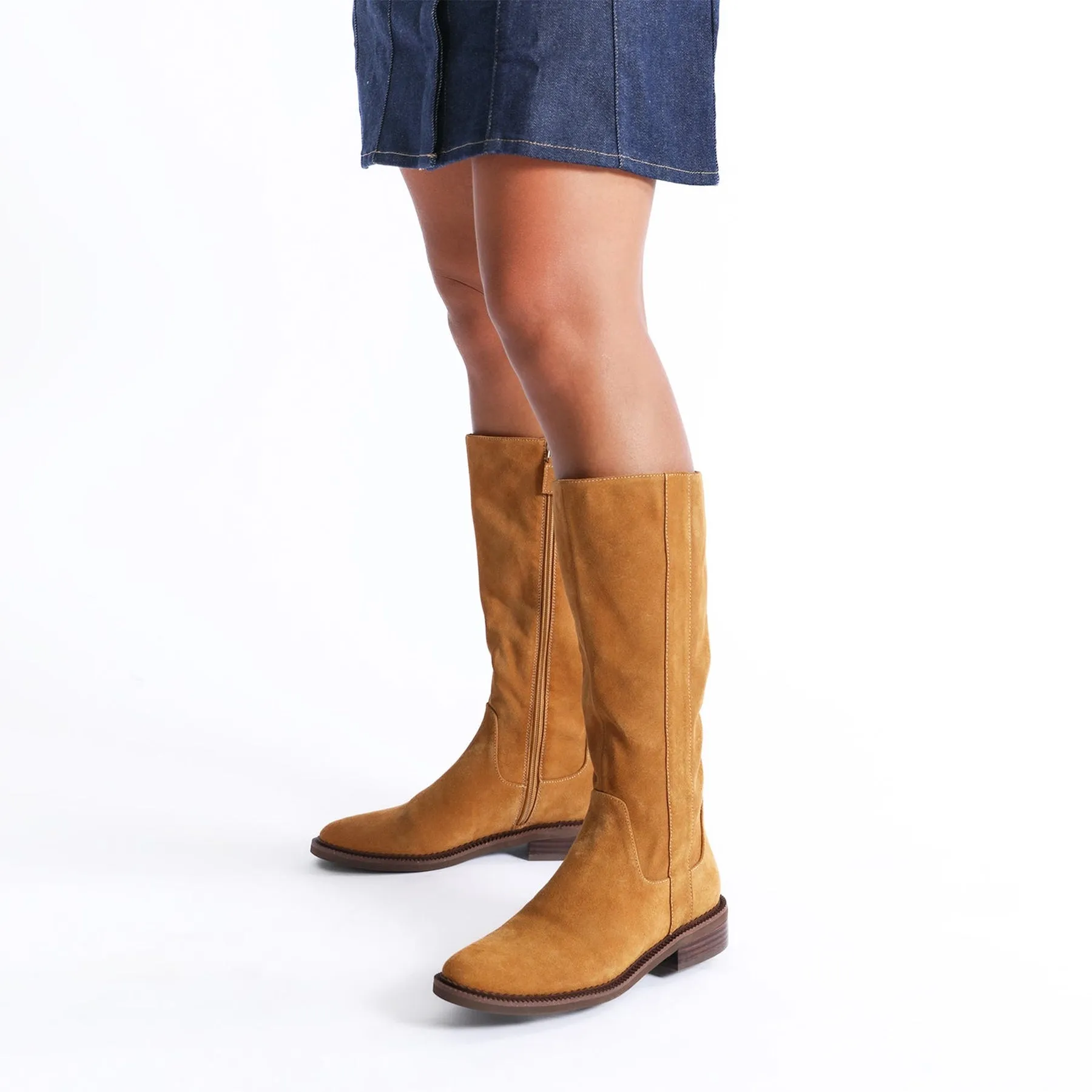 KARLYNN LEATHER SUEDE LONG BOOTS
