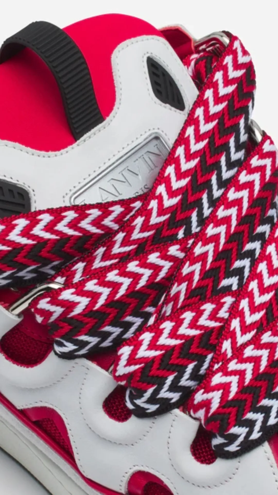 LEATHER CURB SNEAKERS (WHITE/RED)