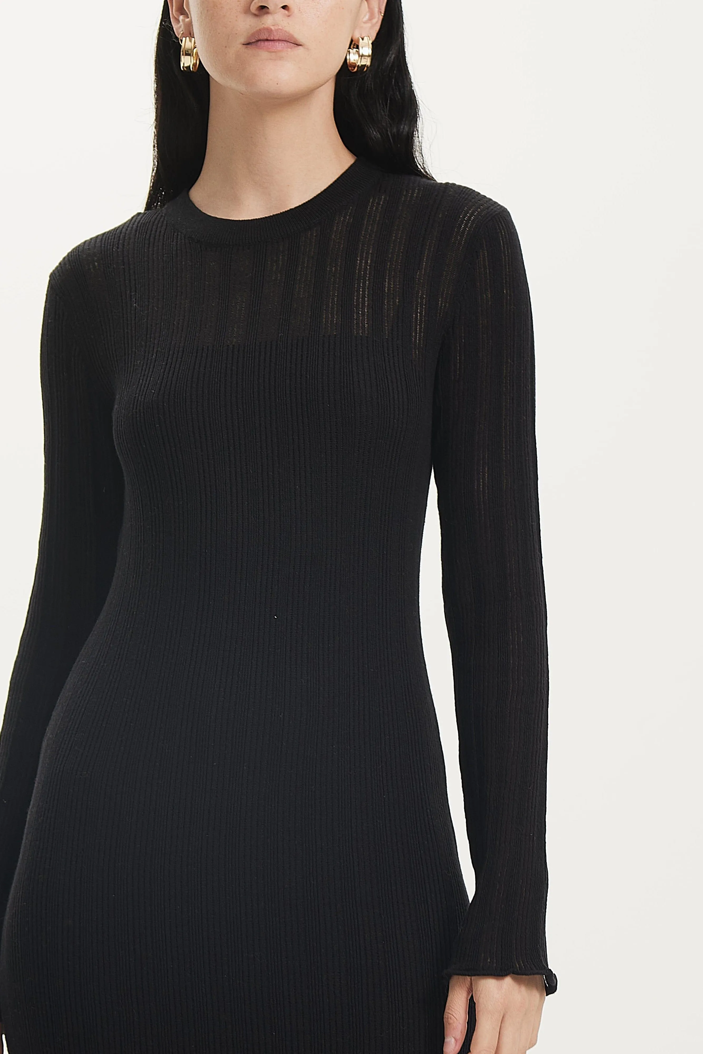 LINE UP KNIT MAXI DRESS | BLACK
