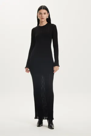 LINE UP KNIT MAXI DRESS | BLACK