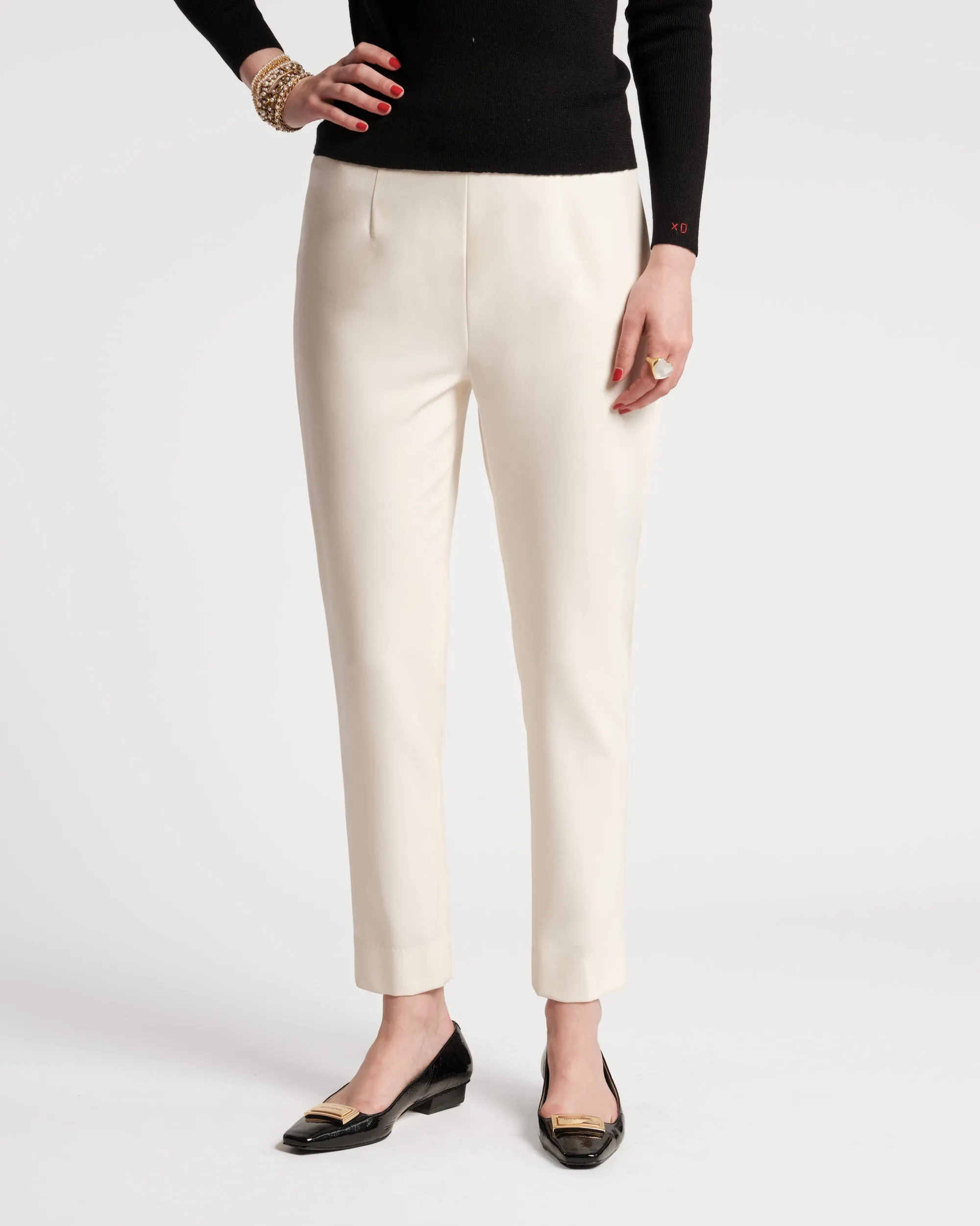 Lucy Japanese Stretch Cigarette Pant - Oyster