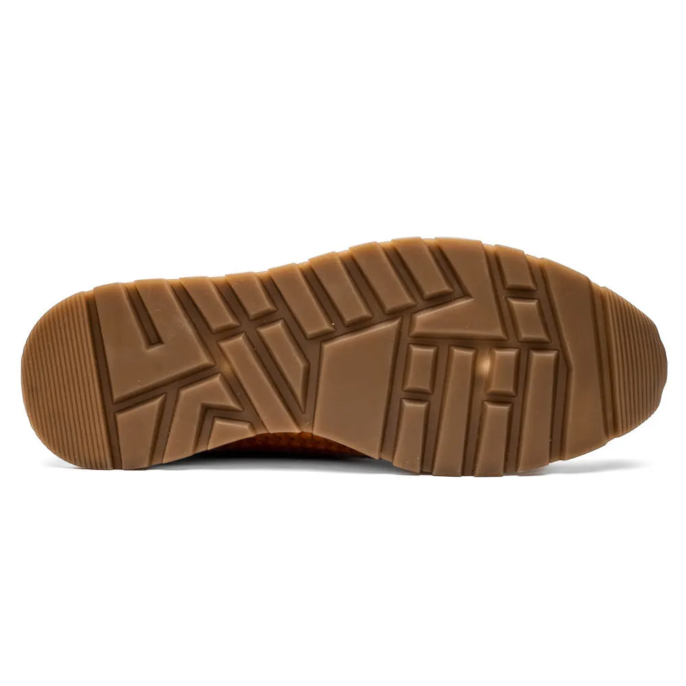 Marco Di Milano Roma in Brandy Caiman Crocodile & Woven Calfskin Sneakers