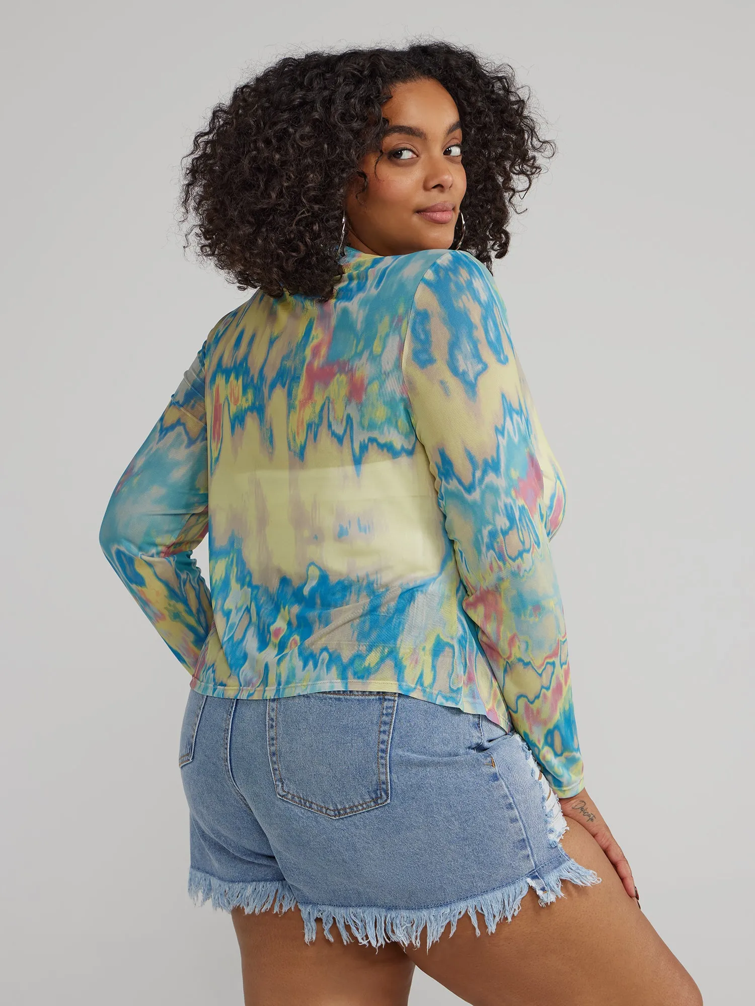 Multicolor Print Button-Down Cardigan