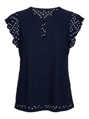 Navy Blazer Broderie Anglaise T Shirt