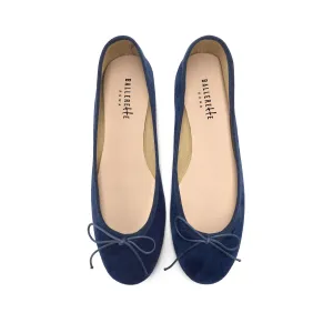 Navy blue suede ballet flats