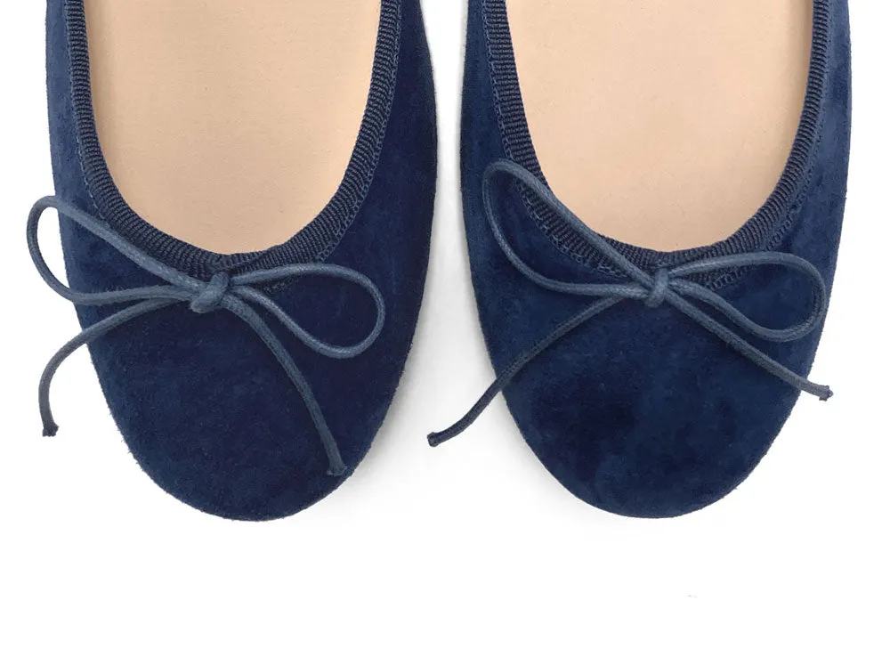 Navy blue suede ballet flats