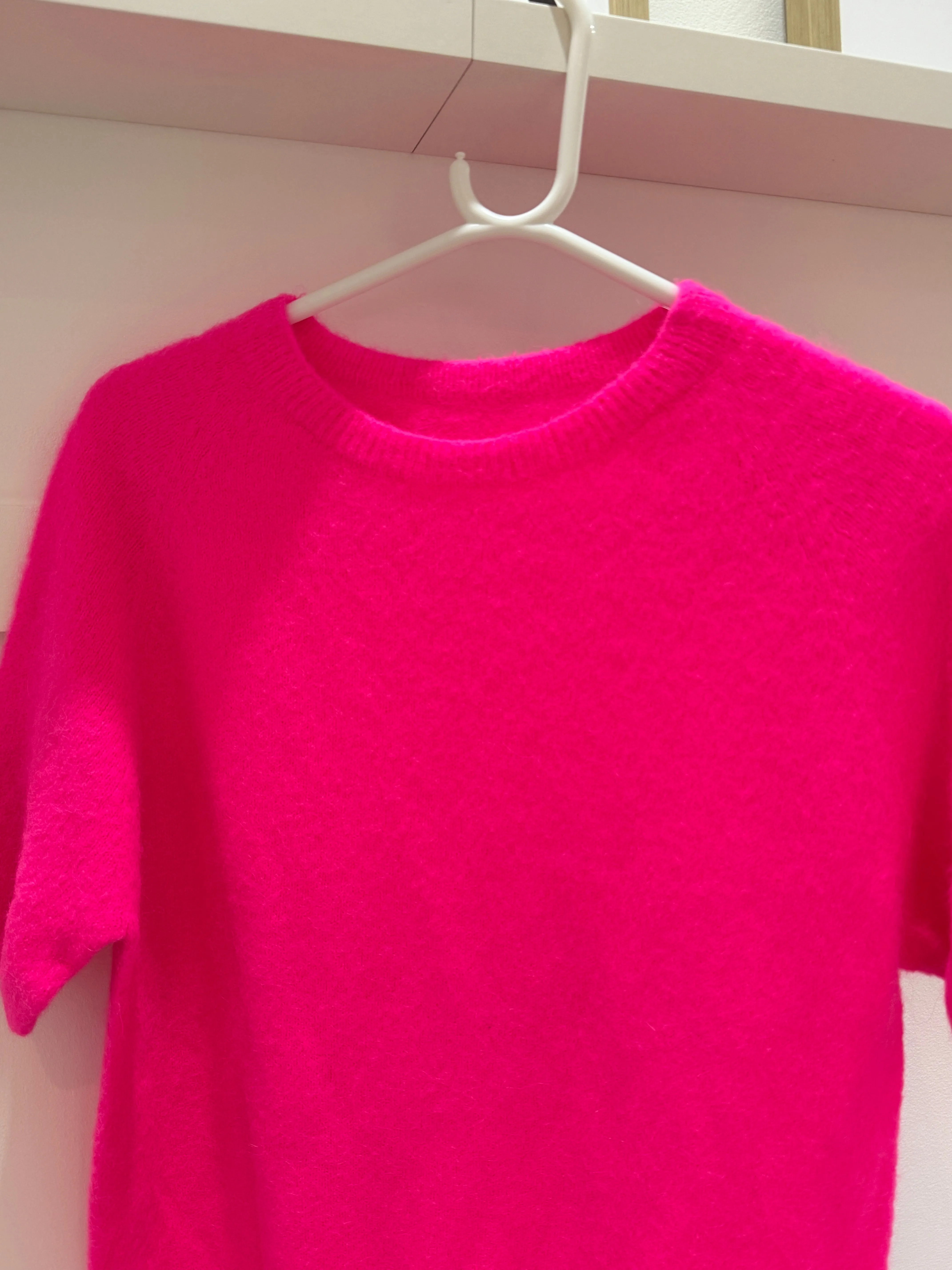 Neon Pink Fluffy S/S Jumper