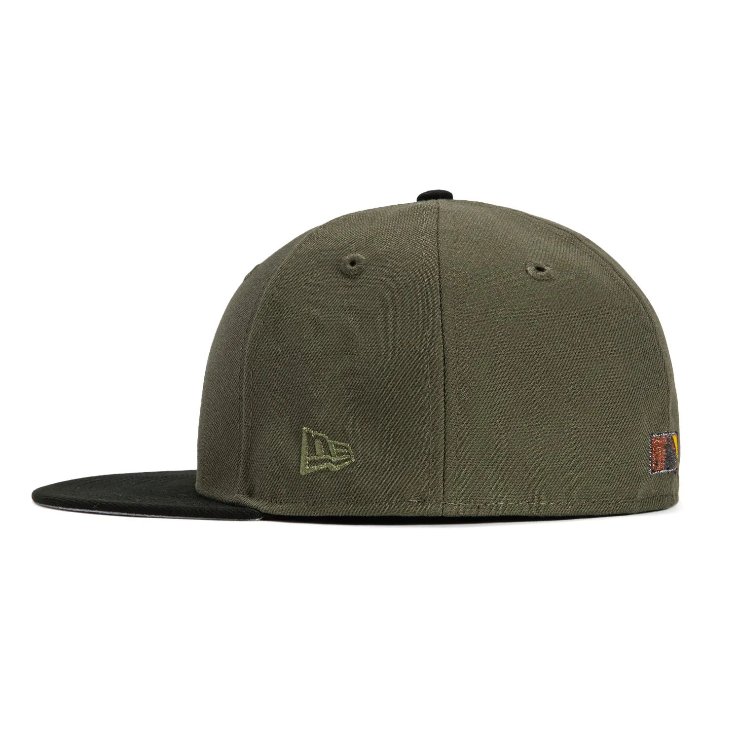 New Era 59Fifty Brooklyn Dodgers Jackie Robinson 50th Anniversary Patch Hat - Olive, Black
