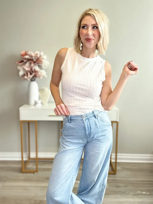NORI CROPPED WIDE LEG DENIM TROUSER - LIGHT BLUE
