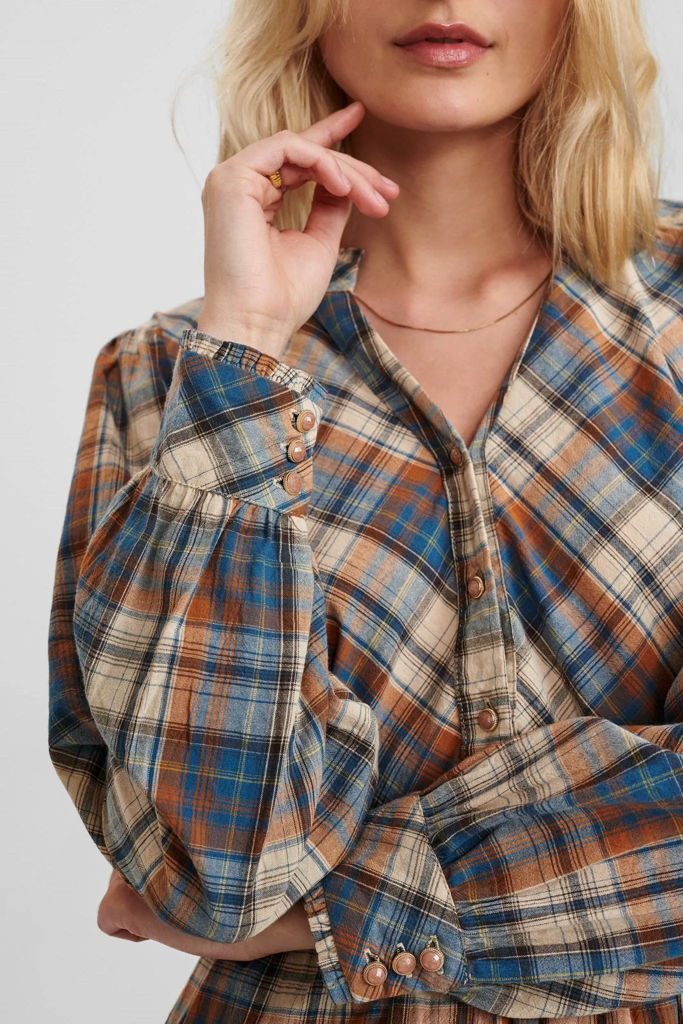 NUBIAS CHECK DRESS  - Airy Blue