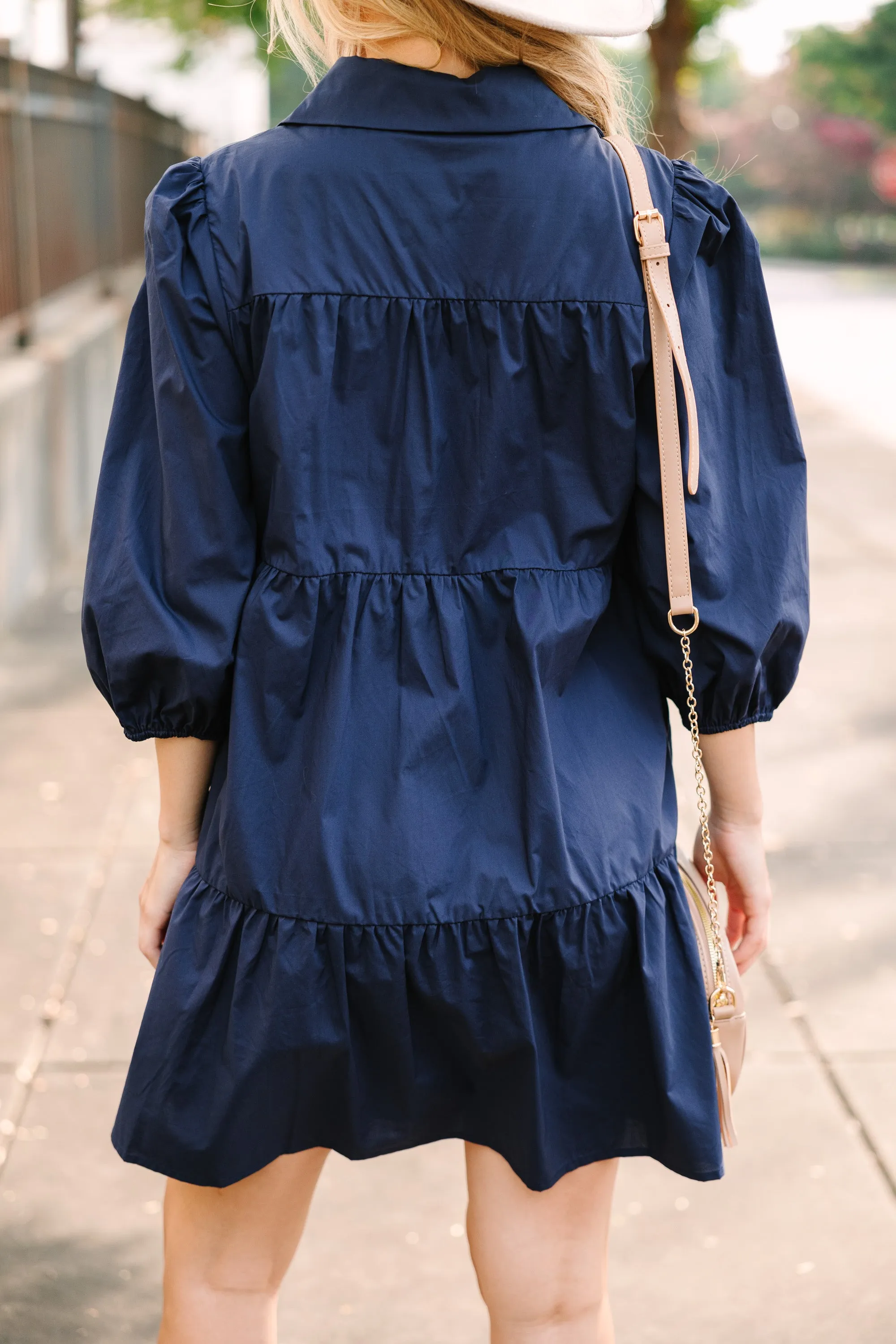 On Your Way Navy Blue Babydoll Dress