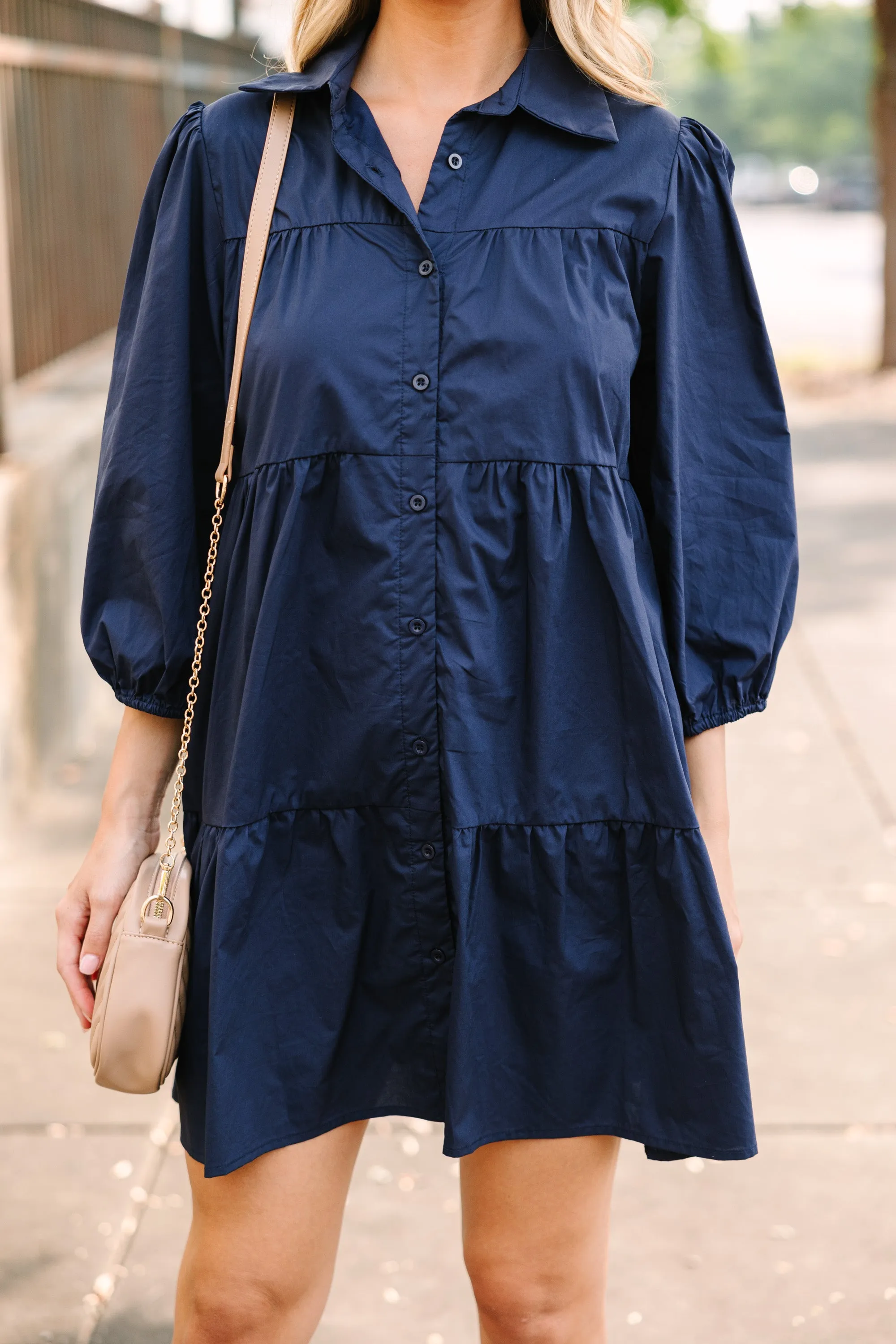 On Your Way Navy Blue Babydoll Dress