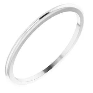 Platinum 1 mm Half Round Band Size 6