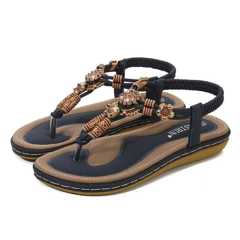 PU Leather Sandals - Toe Post Flats for Women