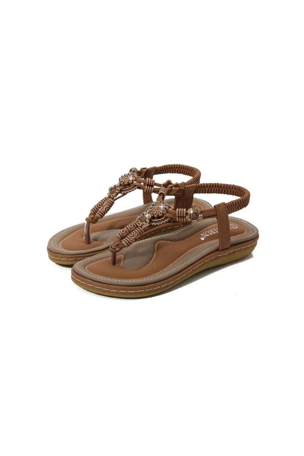 PU Leather Sandals - Toe Post Flats for Women