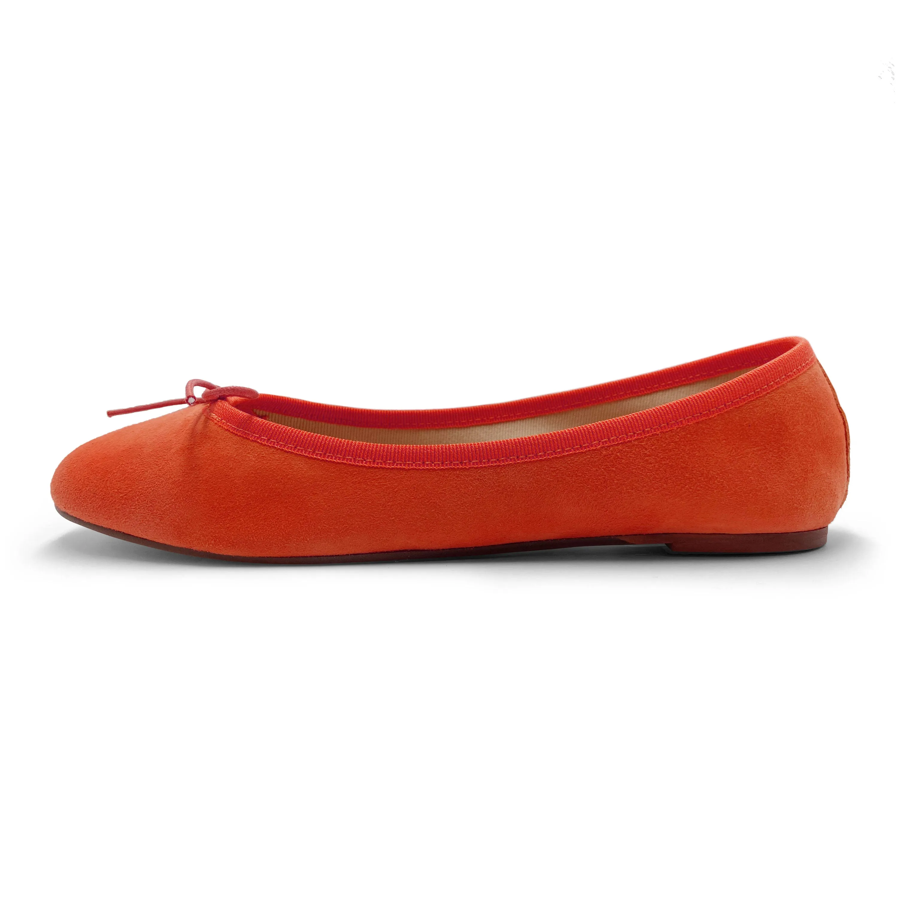 Pumpkin orange suede ballet flats