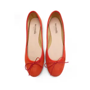 Pumpkin orange suede ballet flats