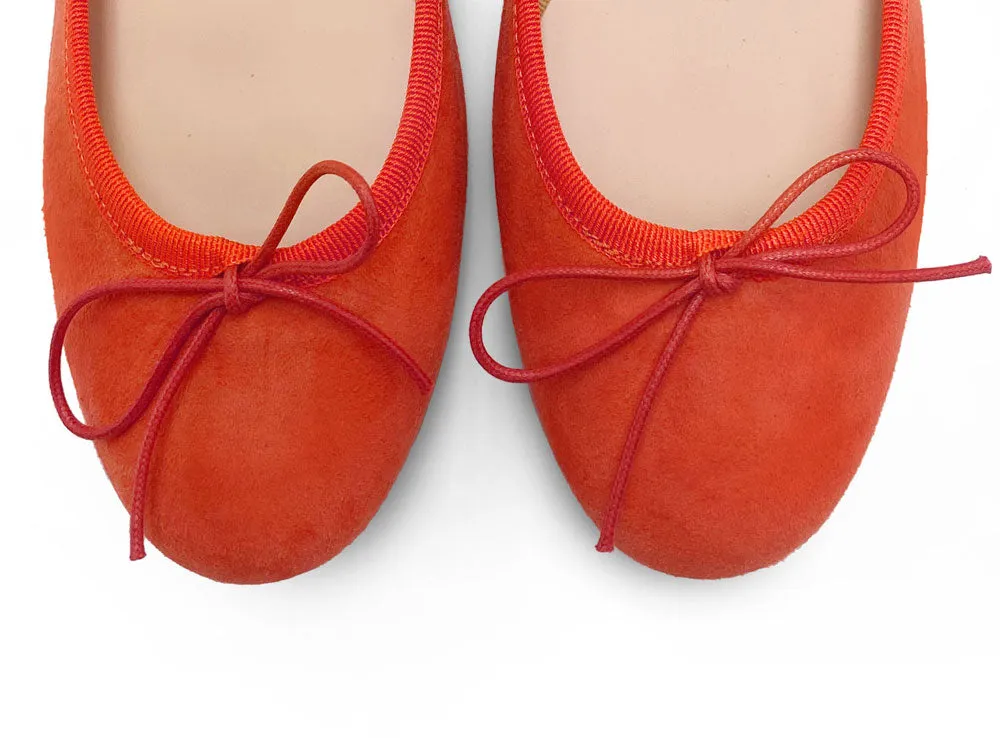 Pumpkin orange suede ballet flats