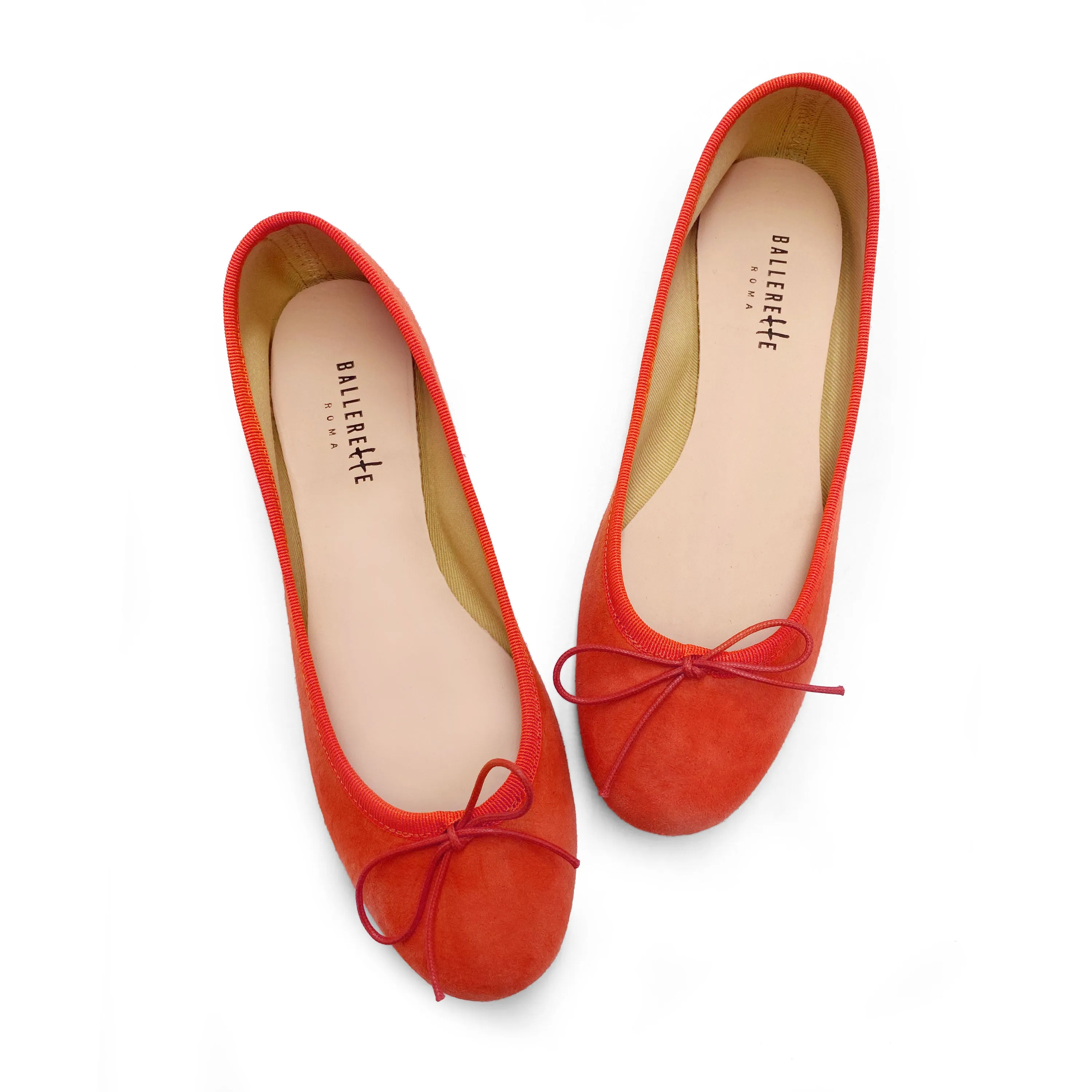 Pumpkin orange suede ballet flats
