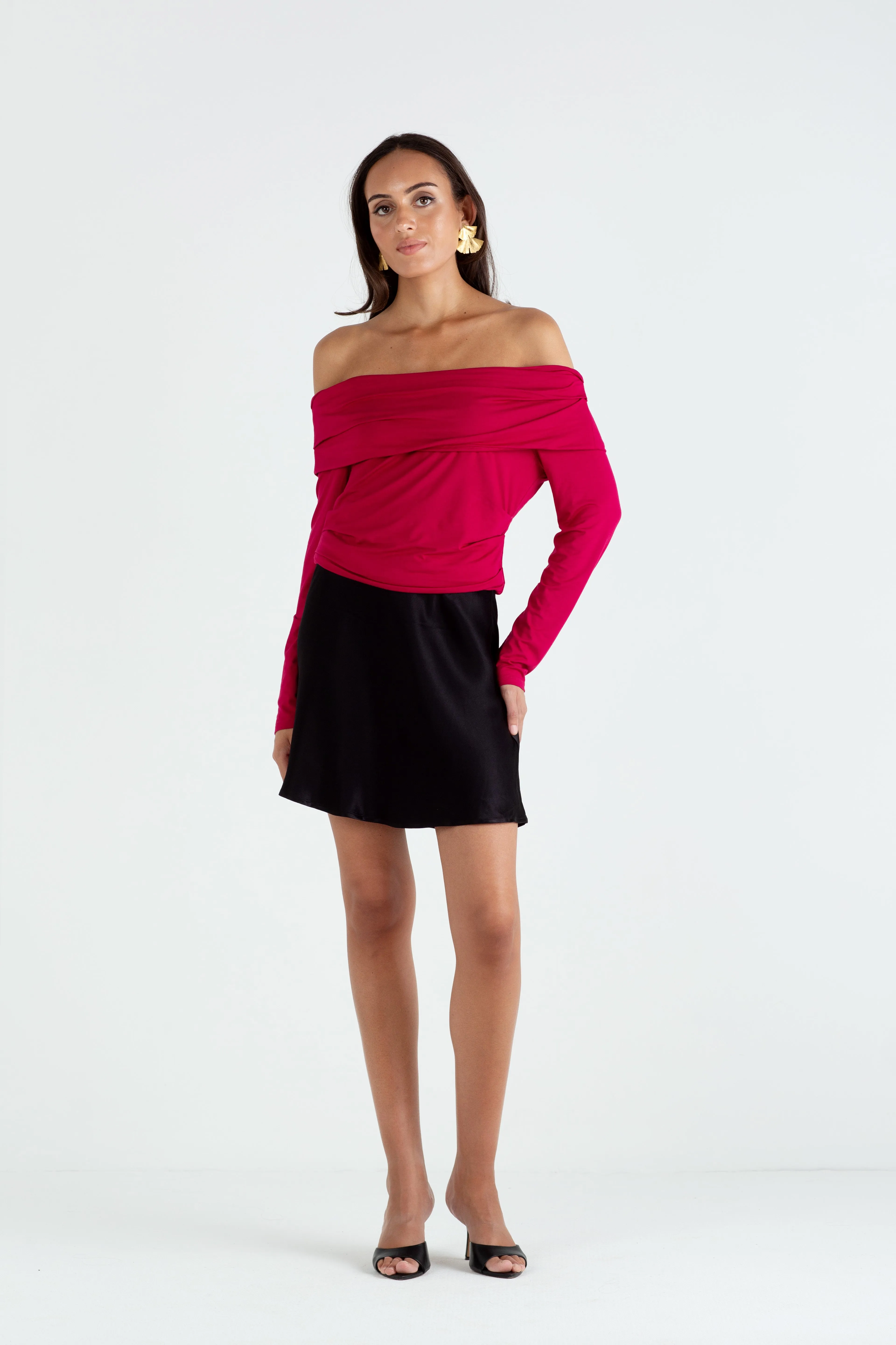"The Ava" - Off Shoulder Top (Berry)