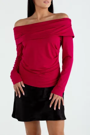 "The Ava" - Off Shoulder Top (Berry)