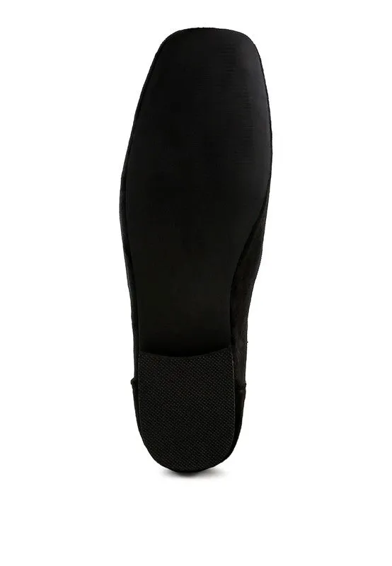 Rachelle Velvet Bow Ballerinas - Square Toe Flats, Cushioned Comfort