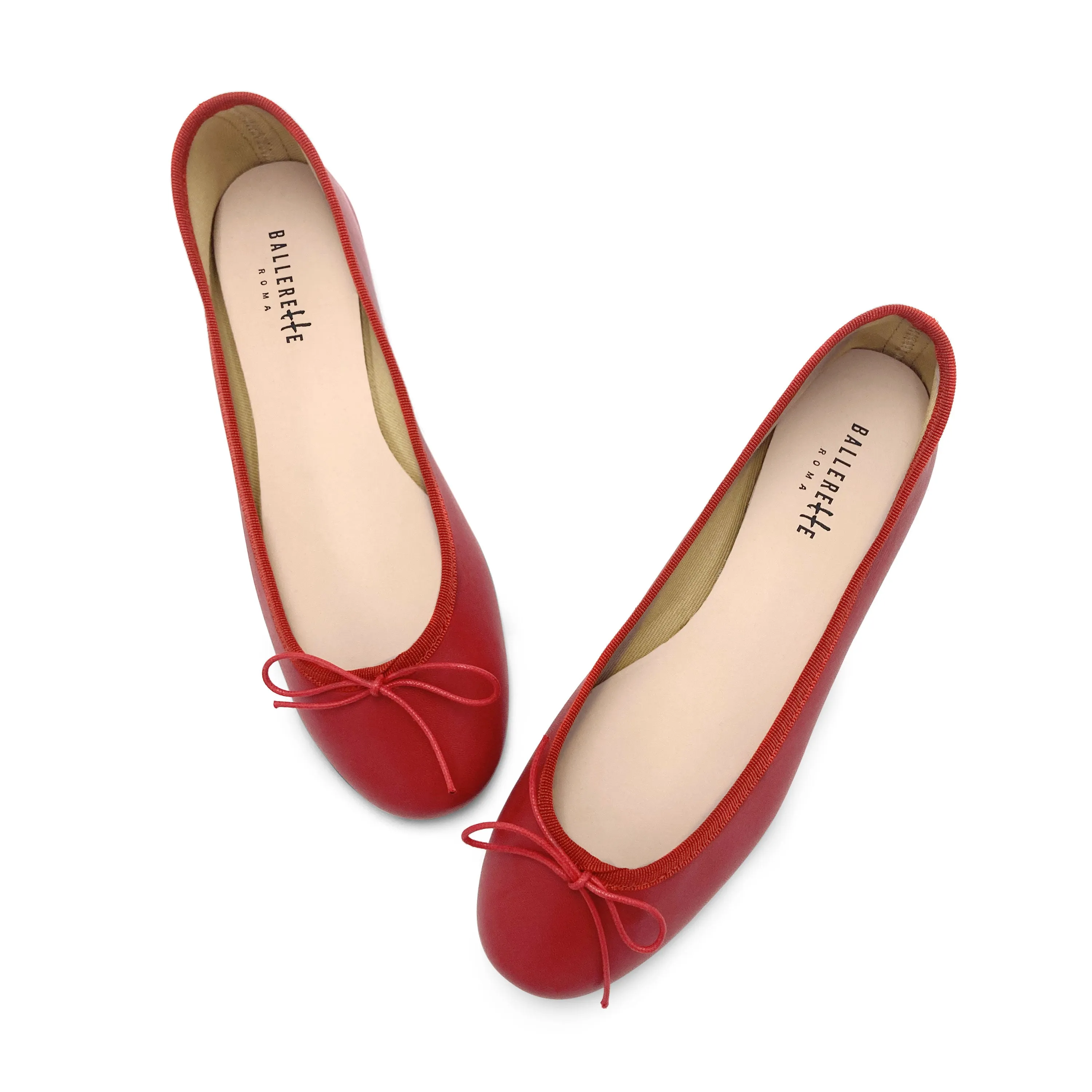 Red leather ballet flats