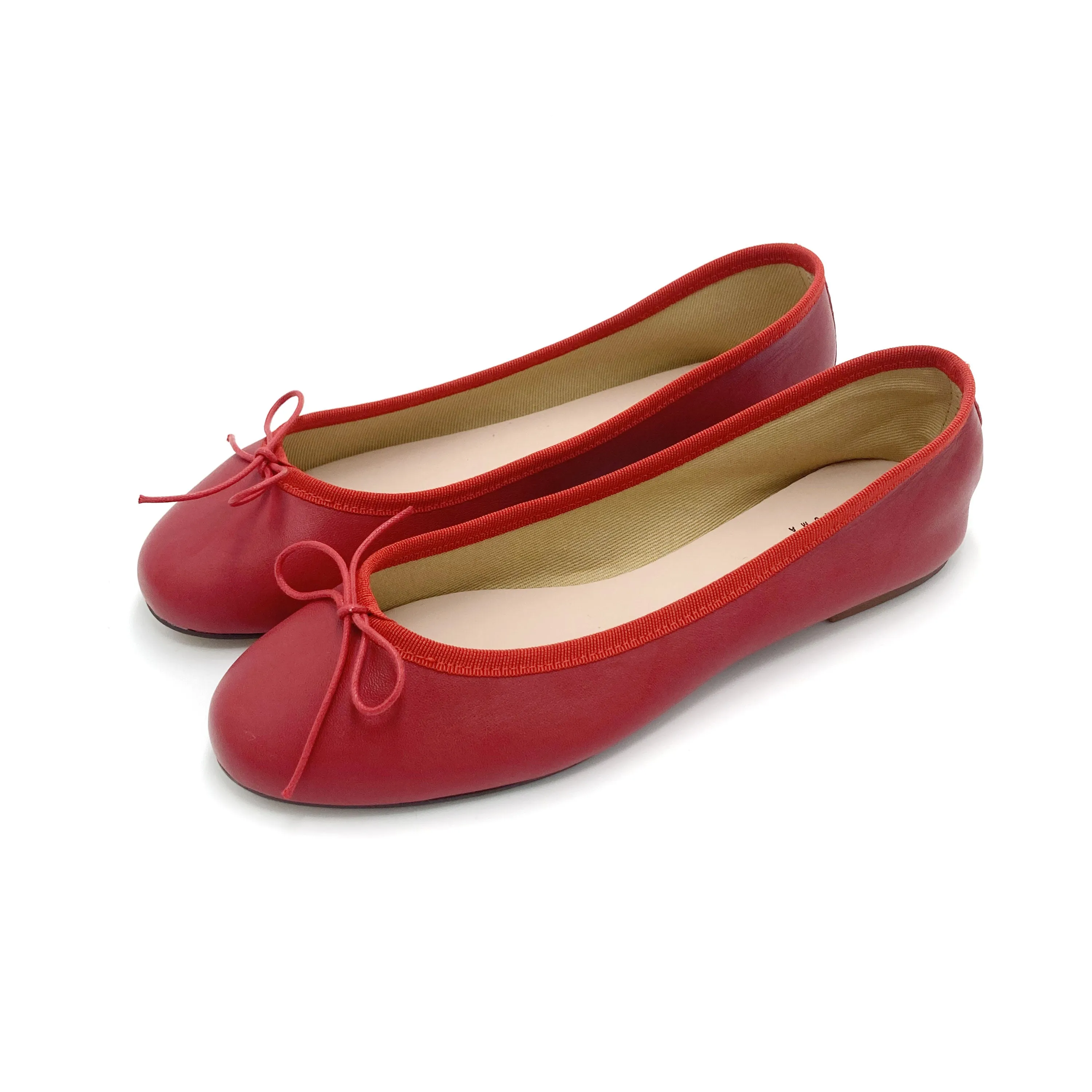 Red leather ballet flats