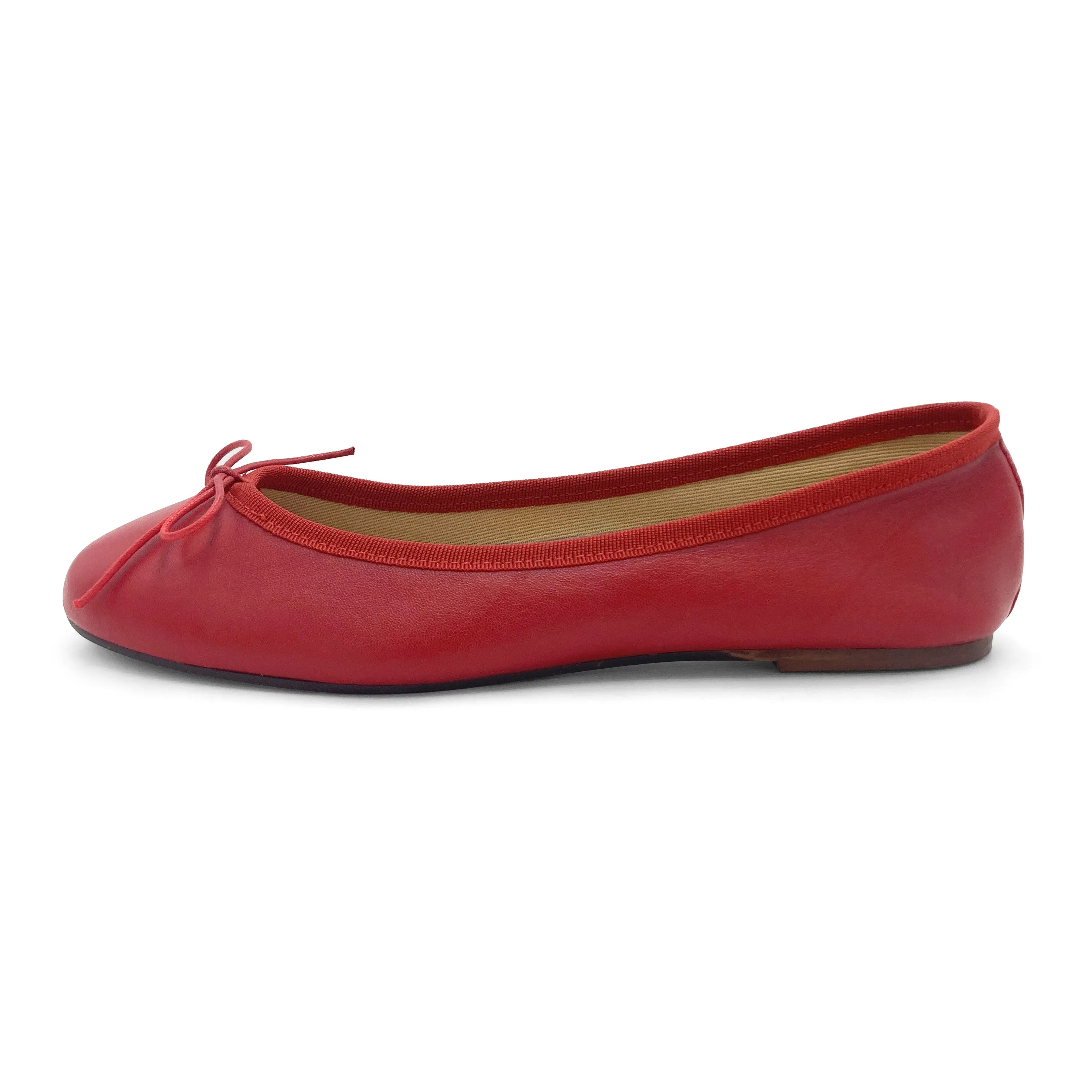 Red leather ballet flats