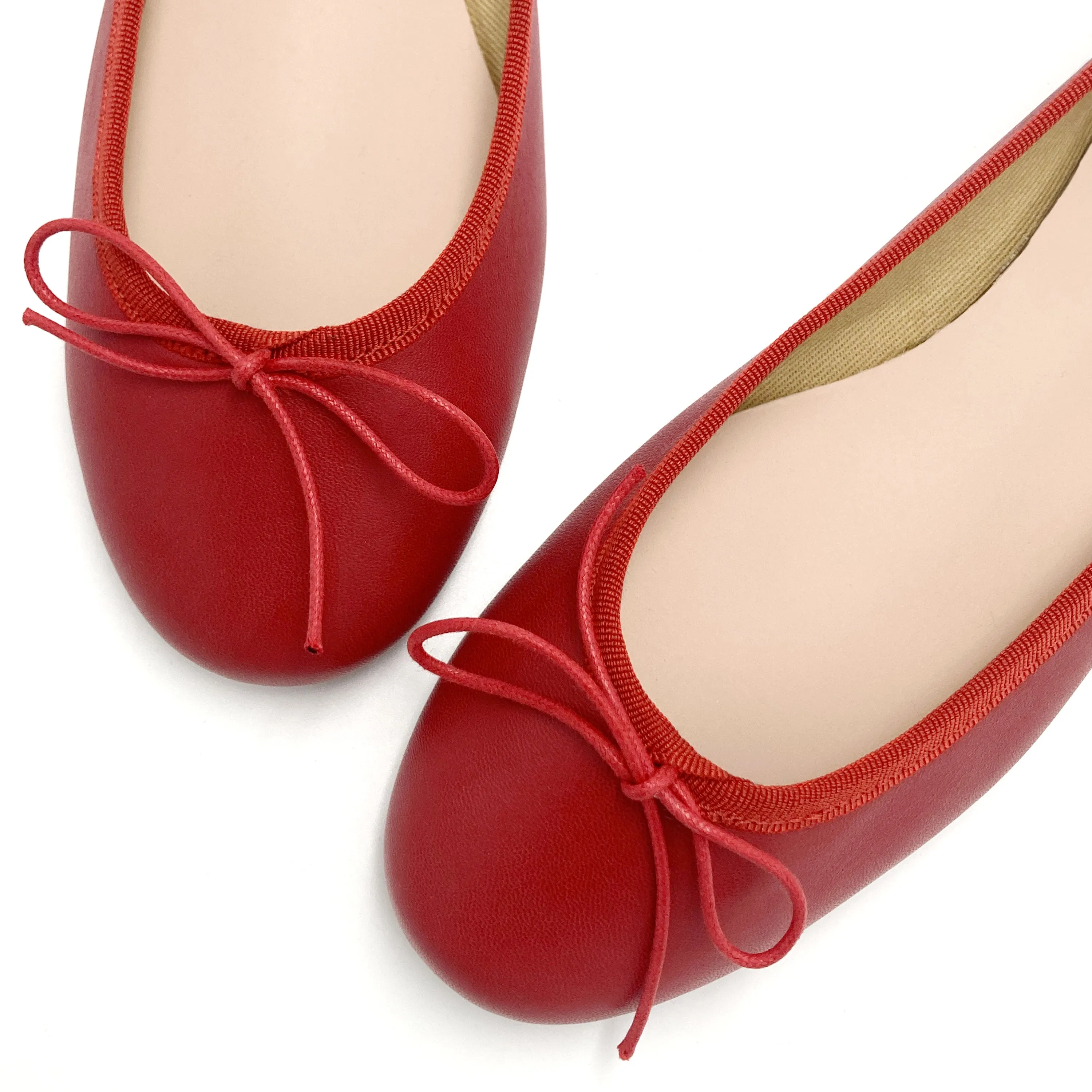 Red leather ballet flats