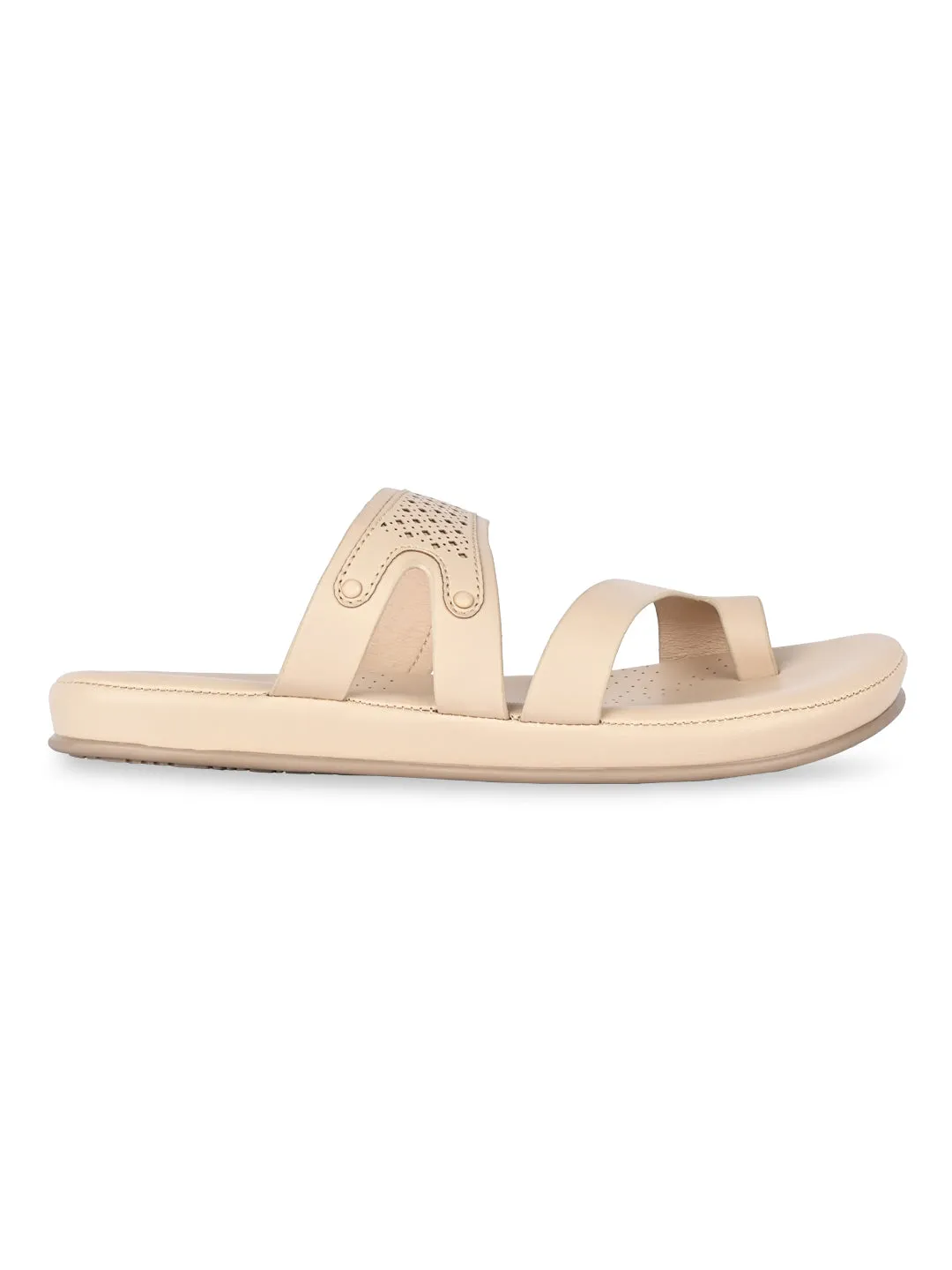 Rocia By Regal Beige Women Laser Cut One Toe Flats