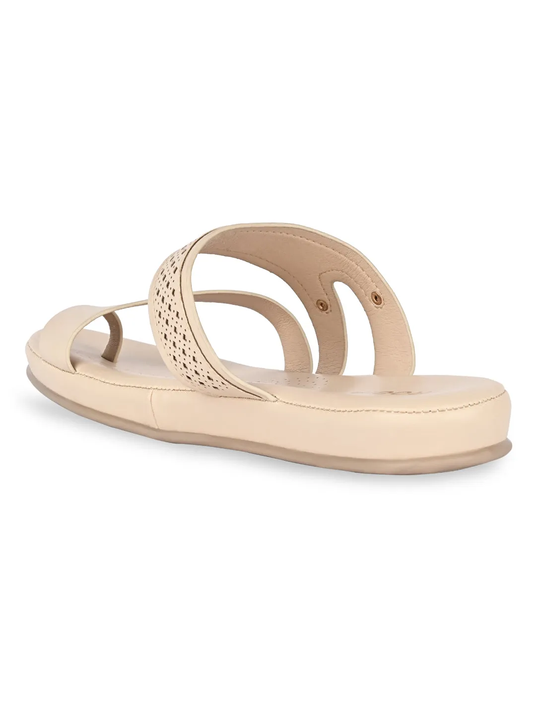 Rocia By Regal Beige Women Laser Cut One Toe Flats