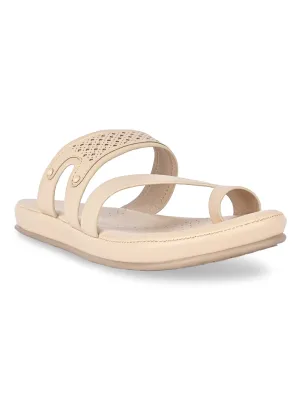 Rocia By Regal Beige Women Laser Cut One Toe Flats