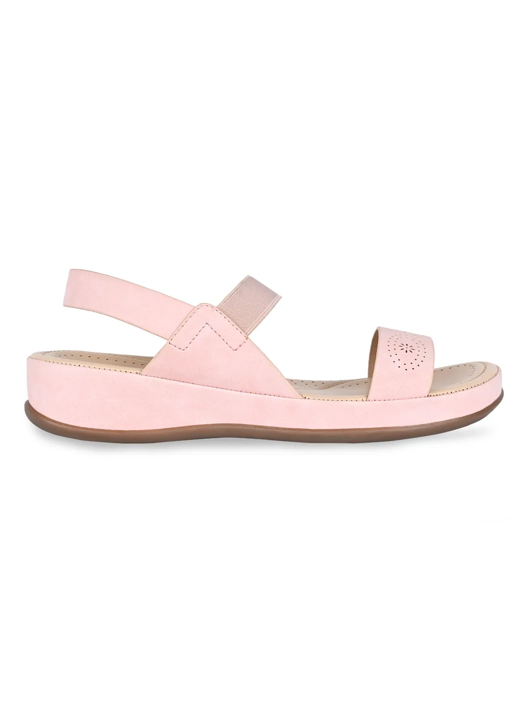 Rocia By Regal Pink Women Laser Cut Comfort Sandals
