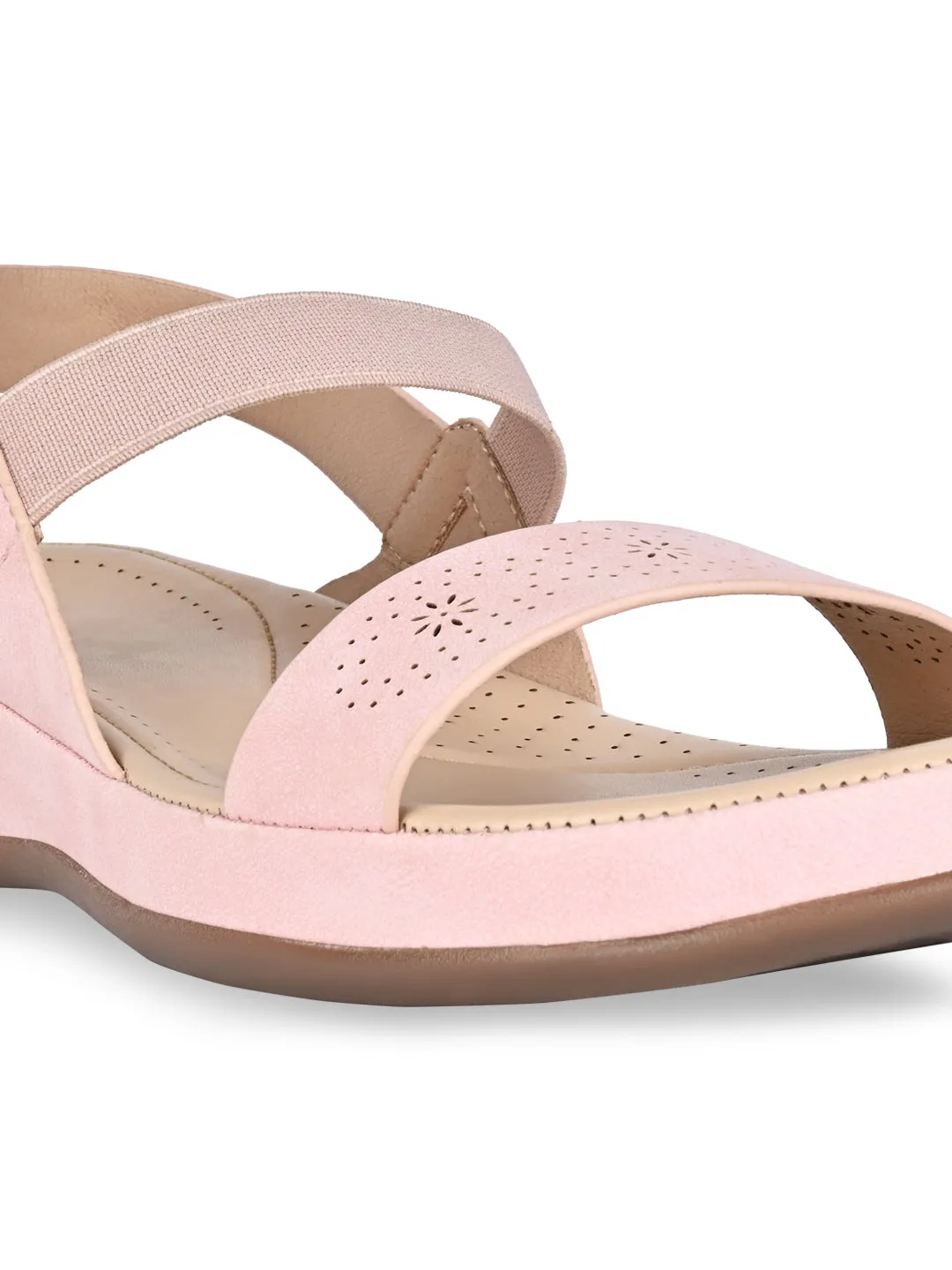 Rocia By Regal Pink Women Laser Cut Comfort Sandals