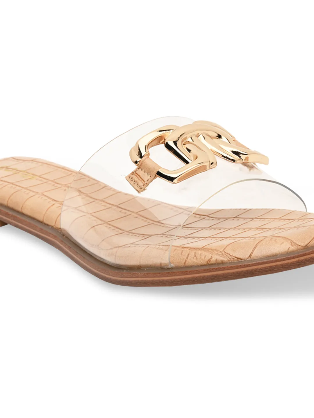Rocia By Regal Transparent Women Buckled Sliders