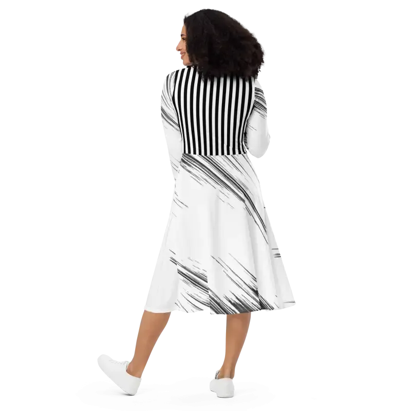 Rockin Long Sleeve Midi Dress to Turn Heads