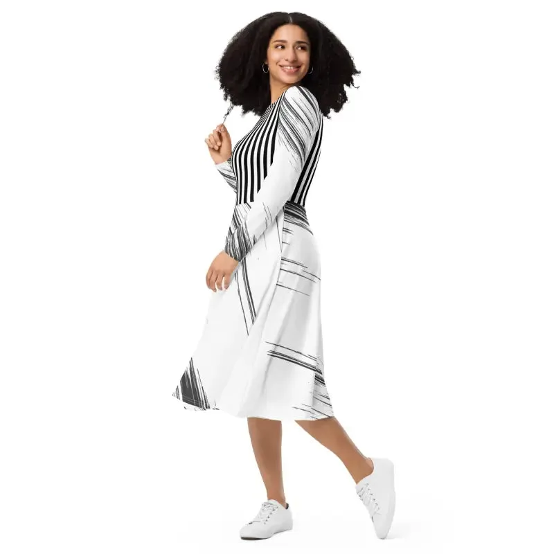Rockin Long Sleeve Midi Dress to Turn Heads