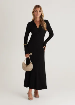 Rosaria Knit Midi Dress - Black