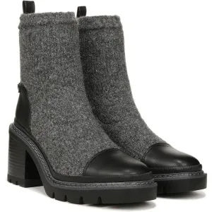 Rozanna Charcoal Black Leather Textile Heeled Ankle Boots
