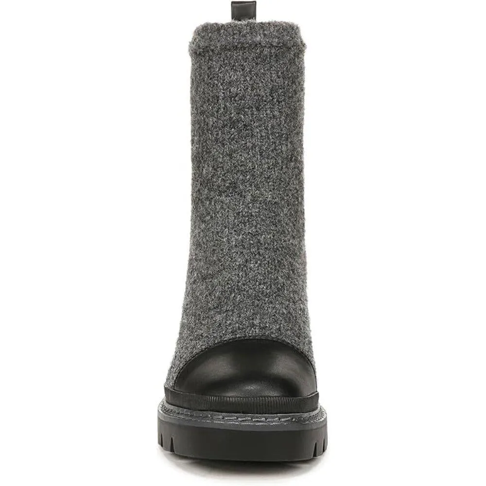 Rozanna Charcoal Black Leather Textile Heeled Ankle Boots