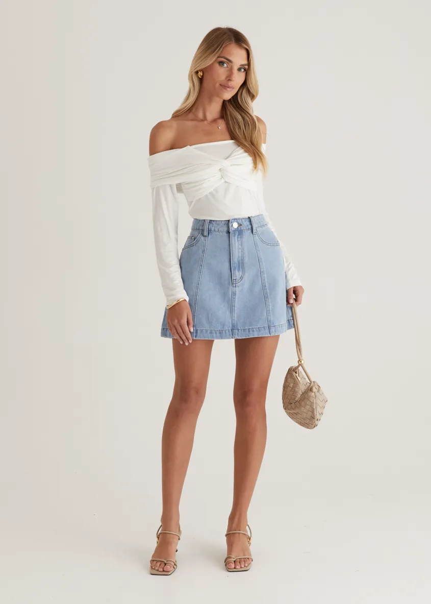 Sabine Denim Skirt - Light Blue