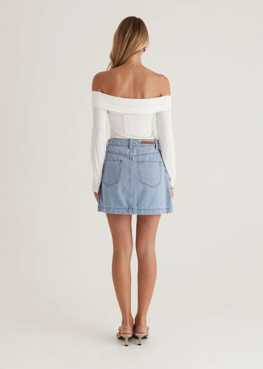 Sabine Denim Skirt - Light Blue