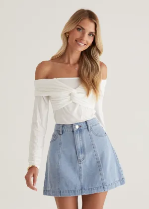 Sabine Denim Skirt - Light Blue