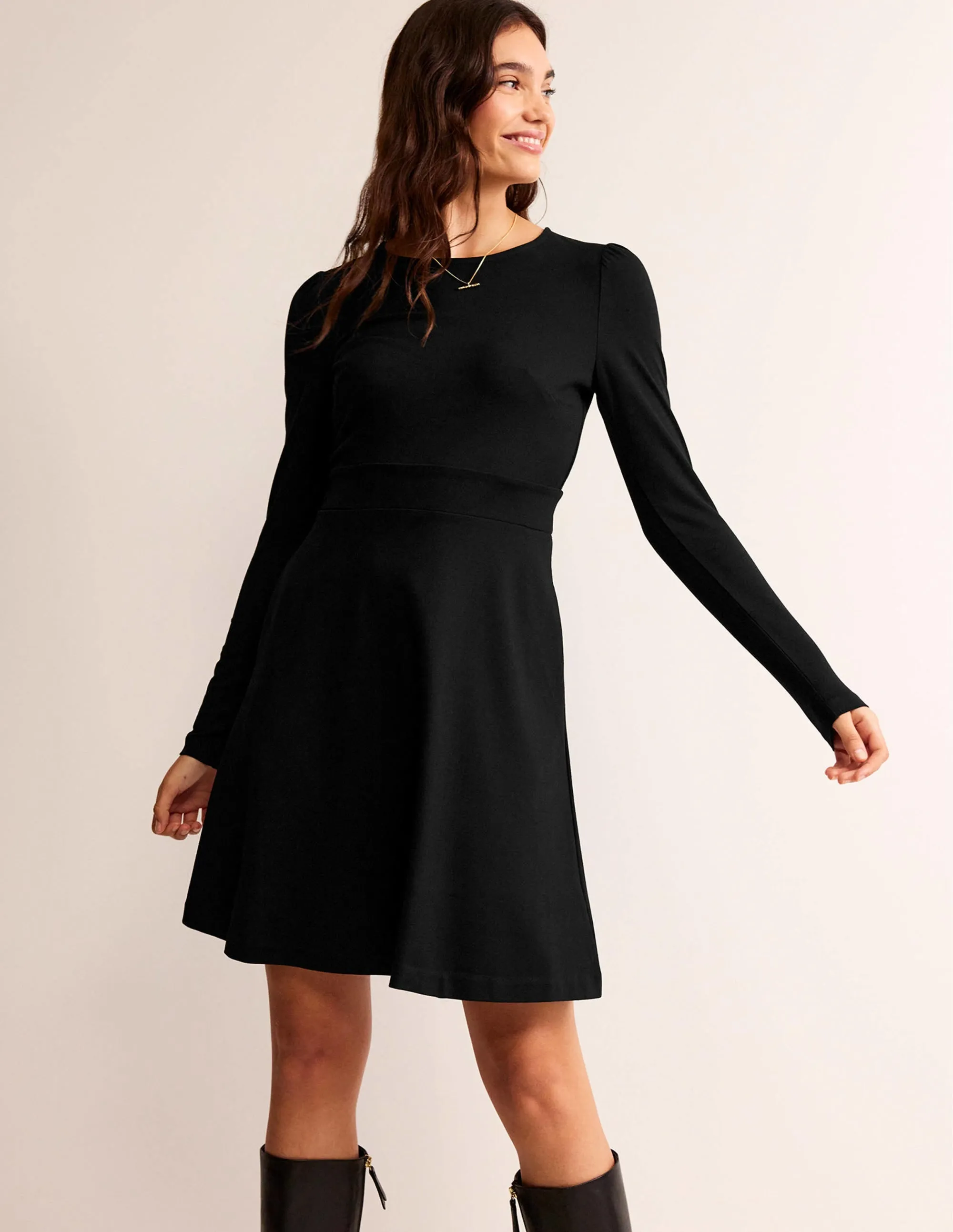Sabrina Ponte Dress-Black