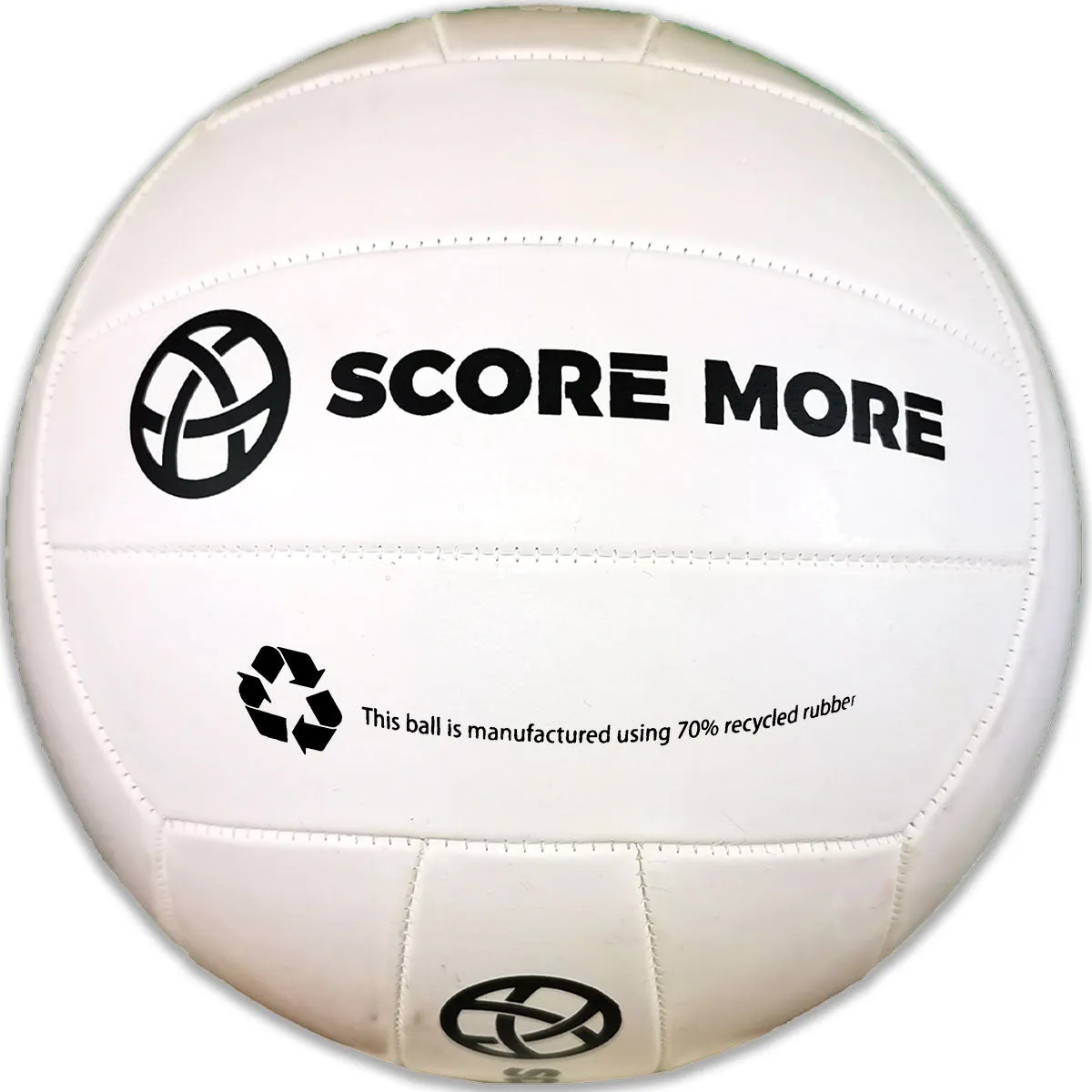 Score More Football Trainer Size 5 White PREPUMPED 70% recycled rubber