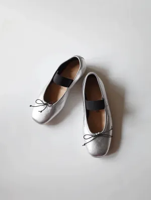 Silver Ballet Flats
