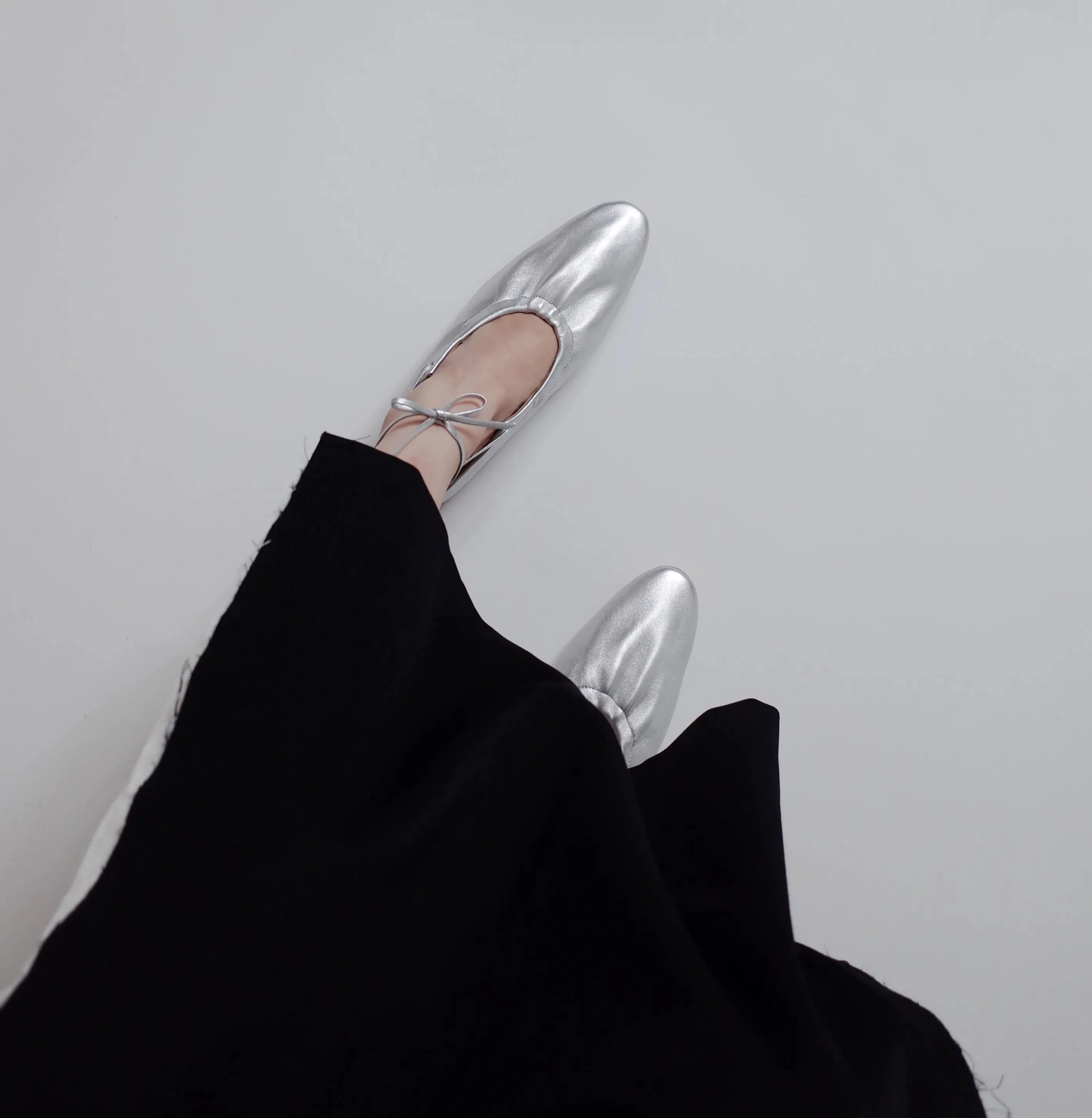 Silver Pleated Ballet Flats