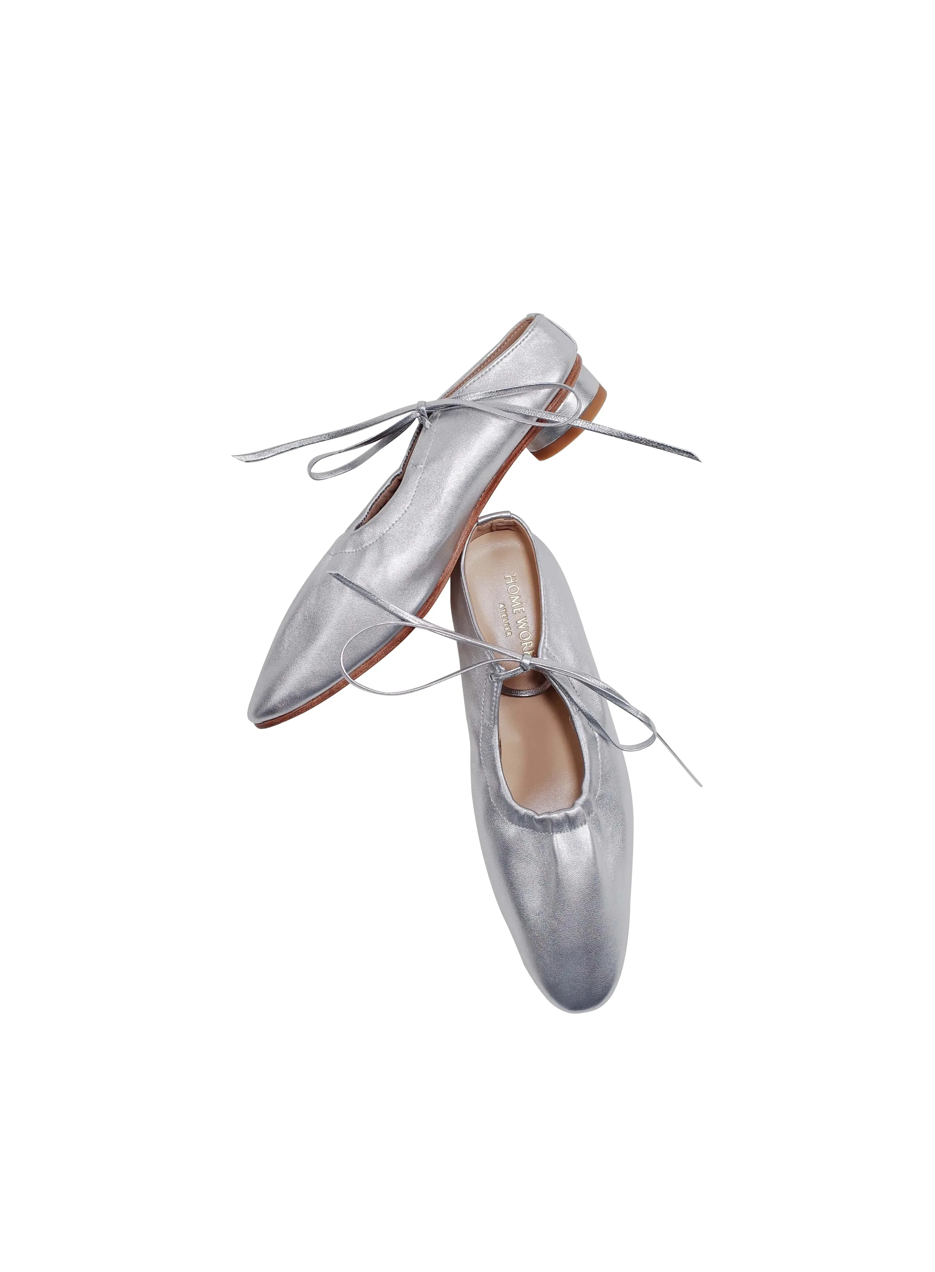 Silver Pleated Ballet Flats
